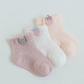 Baby mesh socks in pastel colours, cotton blend, XS to L sizes for 0-5 years, on a white background