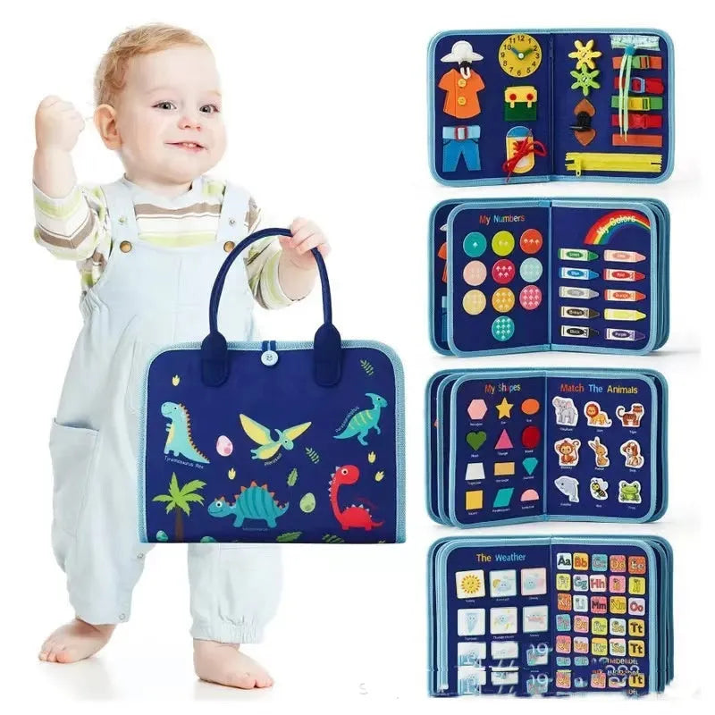 Felt learning board 28x23x3cm with DIY action elements for toddler educational play, fibre felt construction