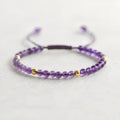 Handmade purple amethyst bracelet with 4mm geometric beads in 14K gold setting