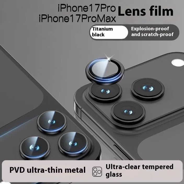 17ProMax Eagle Eye rear camera tempered glass protector in Titanium Black finish