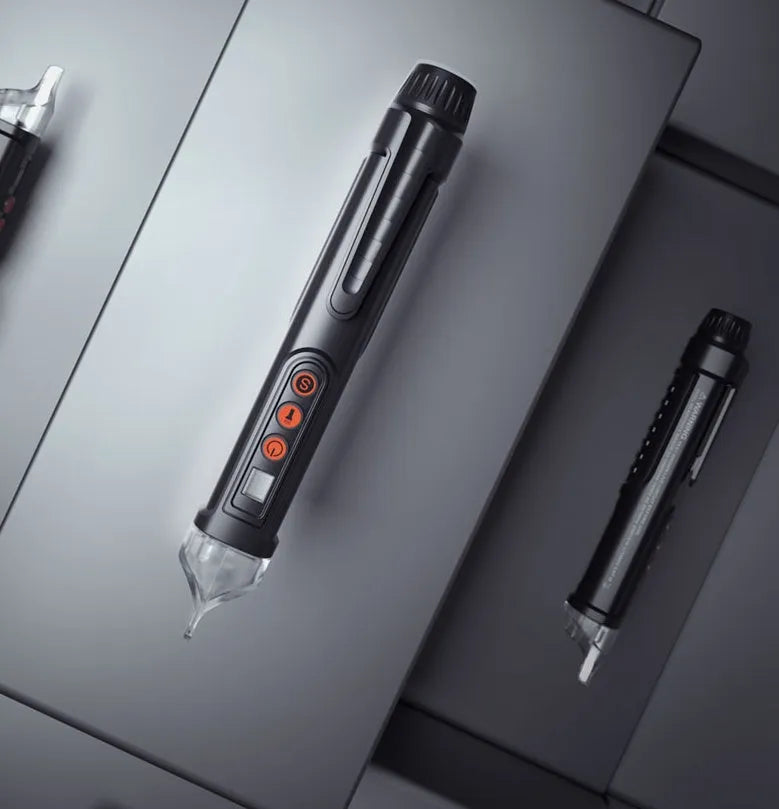 Intelligent voltage test pencil for electrical line detection with sound and light alarms