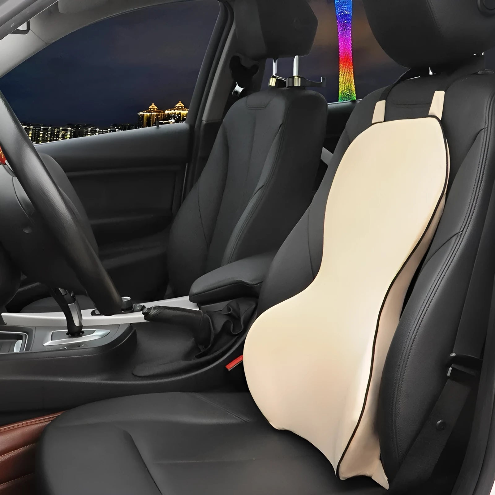 Memory cotton car lumbar support cushion in solid colour options for universal automotive seating