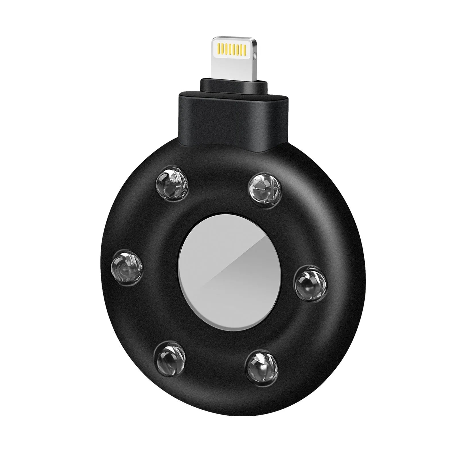 Anti-sneak camera detector wireless audio alarm in black plastic casing with Type-C port