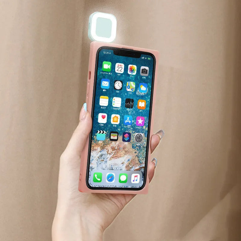 iPhone 13 series ring flash phone case in polycarbonate with selfie fill light