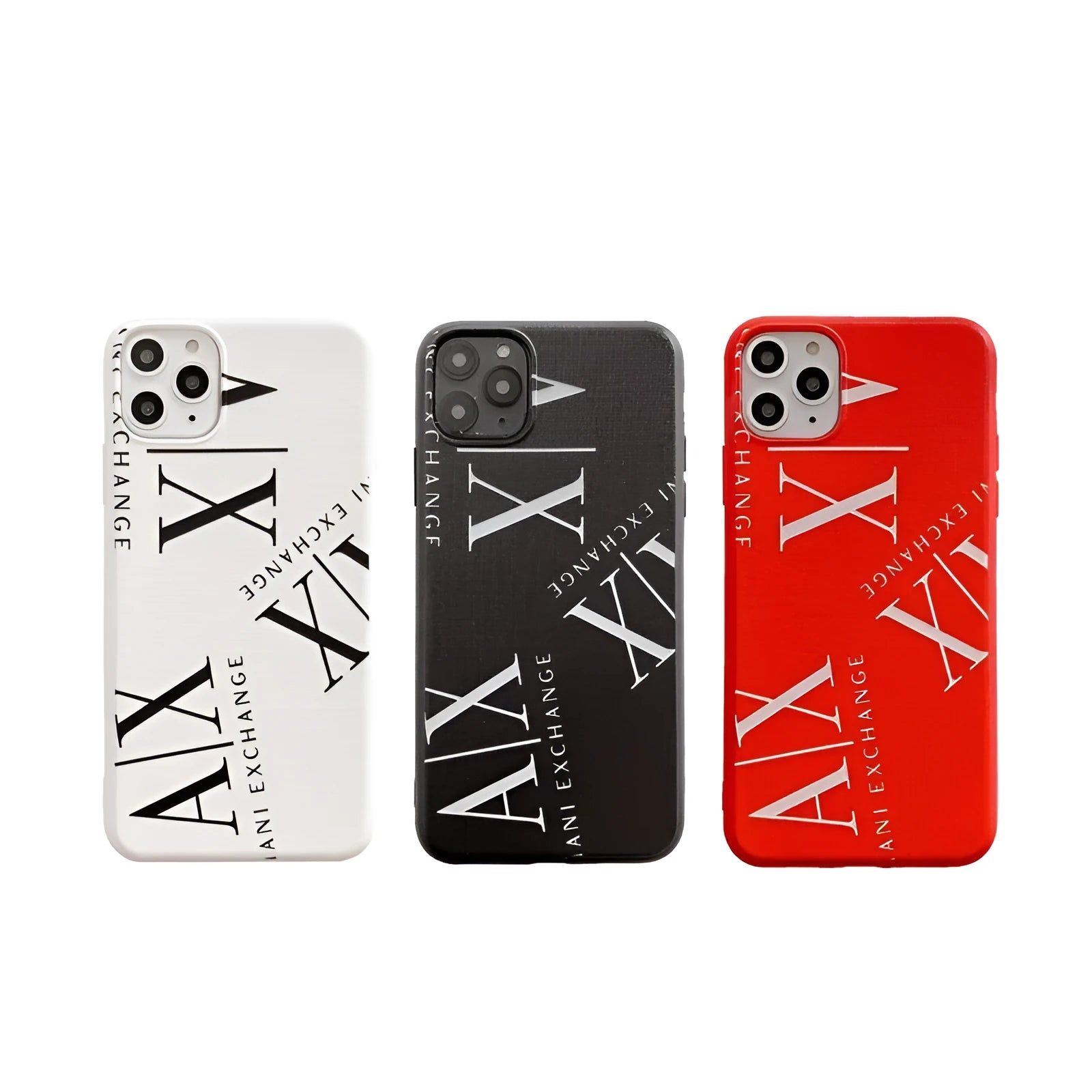 Black, white, and red silicone phone cases for Apple iPhone 11, X, and 7/8 series models