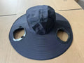 Men's grey large eave cap with integrated solar fan on crown for outdoor sun protection and cooling.