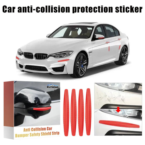 Four transparent PVC car anti-scratch protector strips measuring 13x1.5cm on a car door edge
