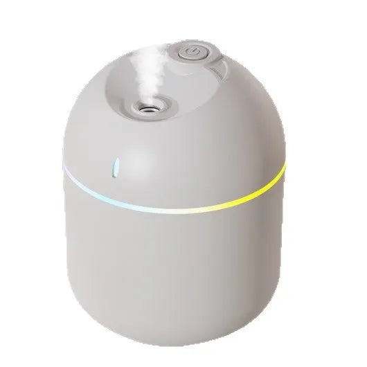USB plastic humidifier with colour light and water drop spray in white