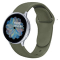 Samsung Galaxy Active 2 smartwatch with apricot coloured silicone reverse buckle replacement strap.