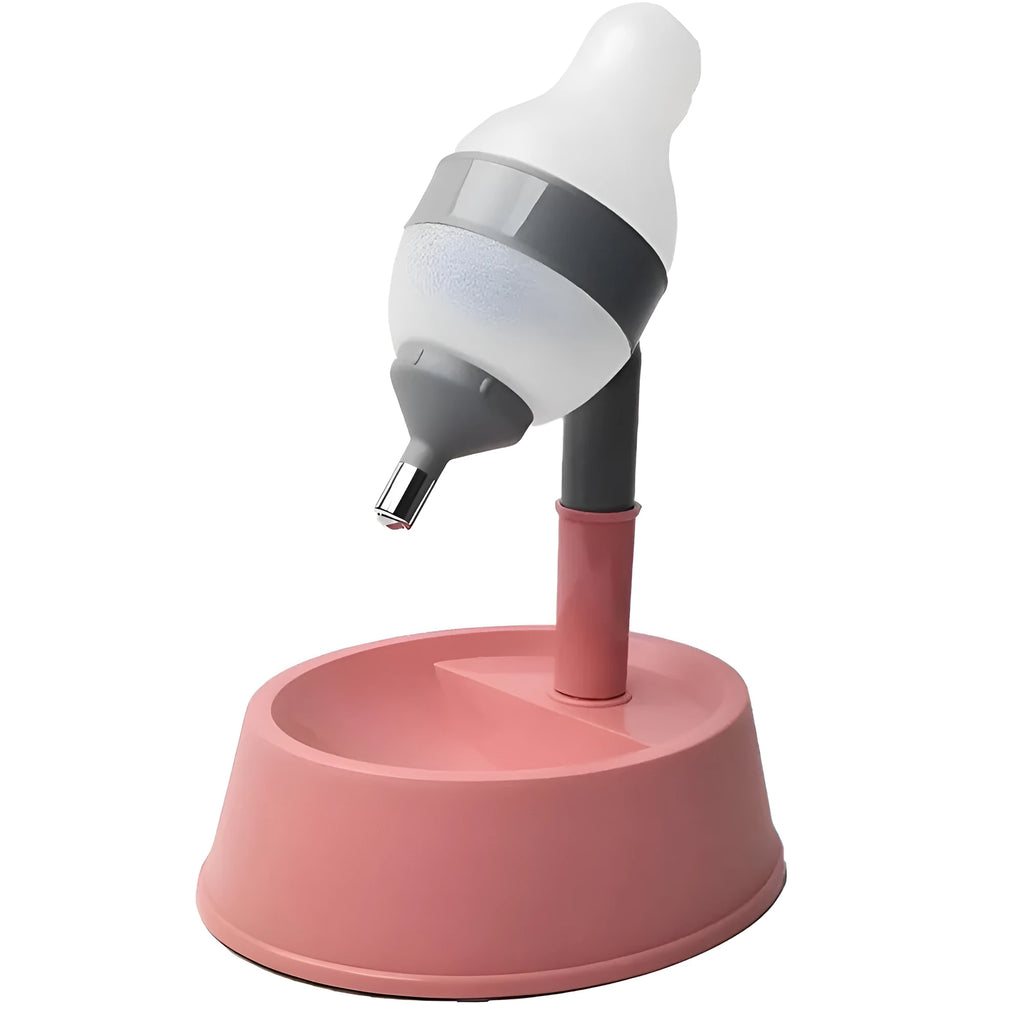 Green adjustable standing water dispenser for pets with detachable pole and ball-tip nozzle on a stable base.