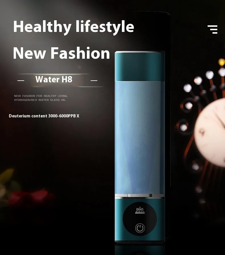Portable anion hydrogen-rich cup with 300ml capacity, PC construction, platinum electrode, and TYPE C USB charging in multiple colours