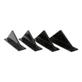 Four 150mm triangular ABS car rear spoilers on a bright black and carbon fibre background.