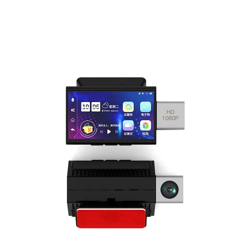 Black 4G tachograph front and rear car recorder system with dual cameras