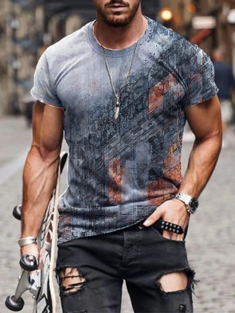 Men's camouflage print short-sleeve T-shirt in a loose fit