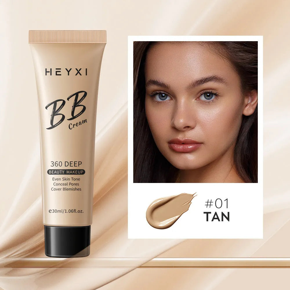 Waterproof sweatproof BB cream tube in four colour options for universal skin types