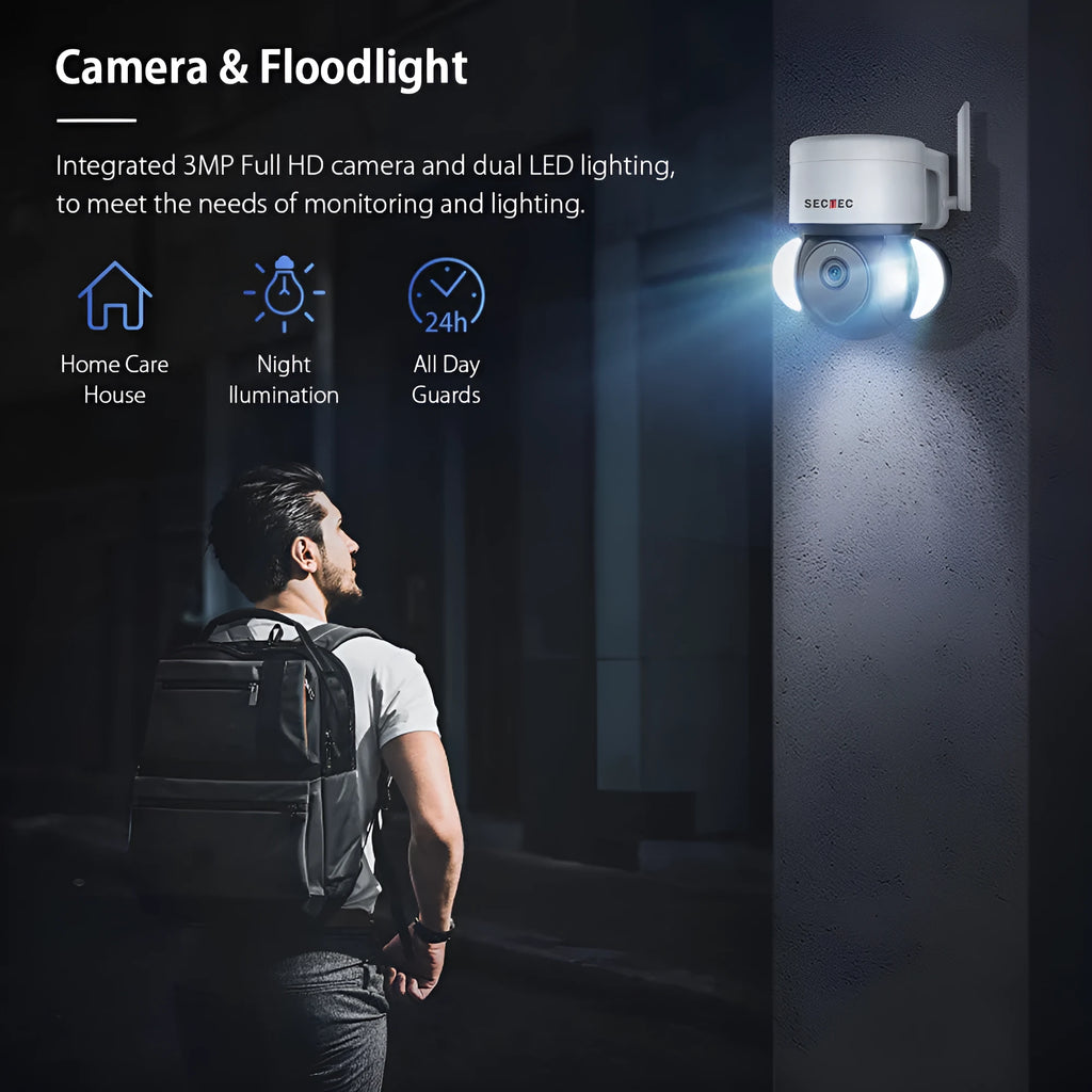 Graffiti 4G outdoor surveillance camera with floodlight night vision, 2-inch ball, ABS plastic housing