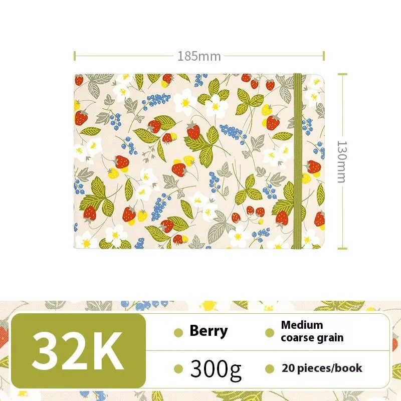 Feiluniao handmade fabric watercolour sketchbook with decorative cover, 185mm long.