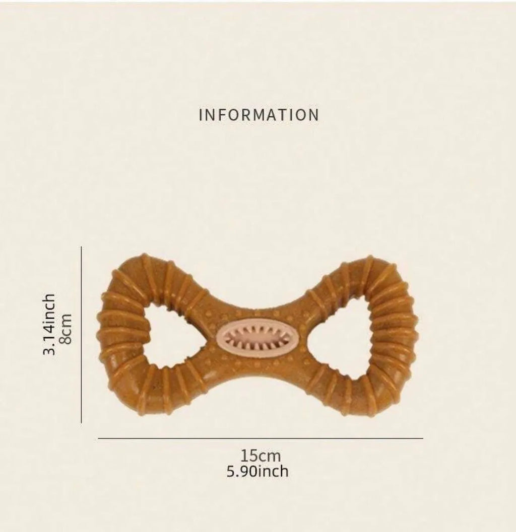 Durable dog chew toy bone with textured surface for teeth cleaning, shown in 8-shape and Y-shape designs