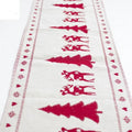Christmas table runner with elk and snowman designs in cotton linen fabric