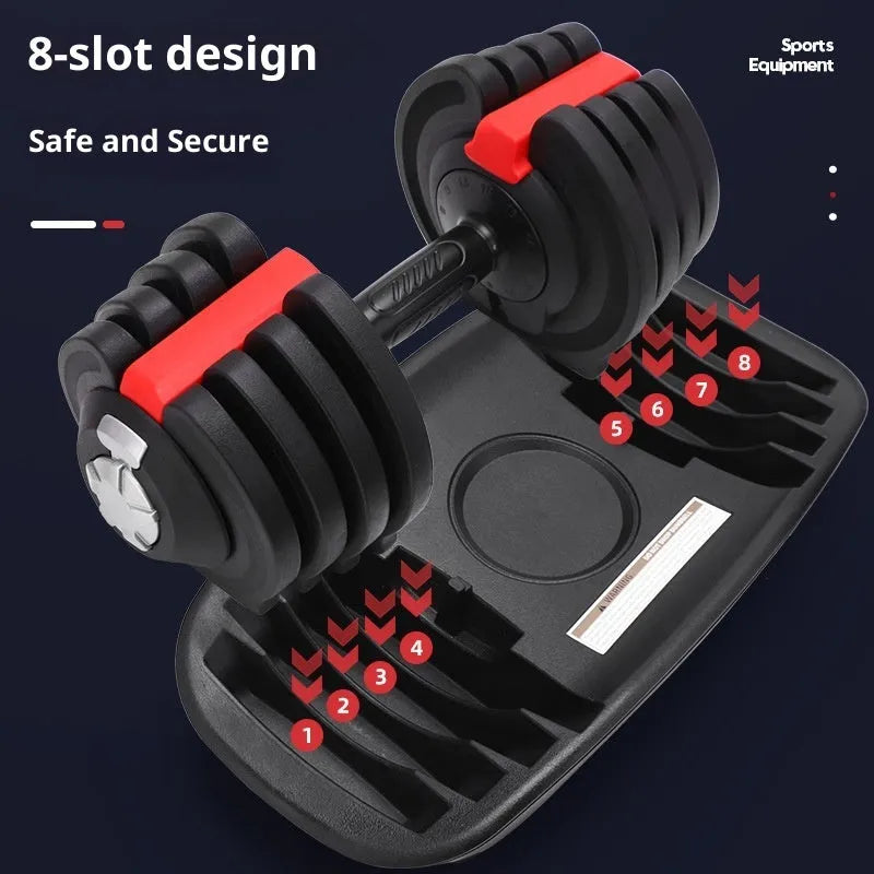 Intelligent automatic adjustable dumbbell with silicone steel sheet and nylon ABS construction in black