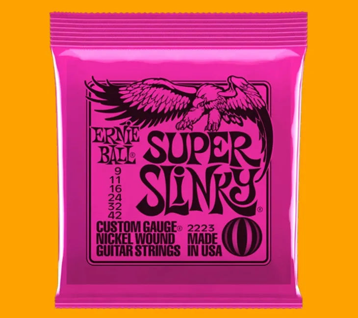 Set of nickel-plated alloy electric bass guitar strings for rock and metal music.