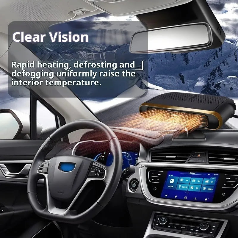 Black gold 120W car defogging defroster made of ABS material on a windscreen