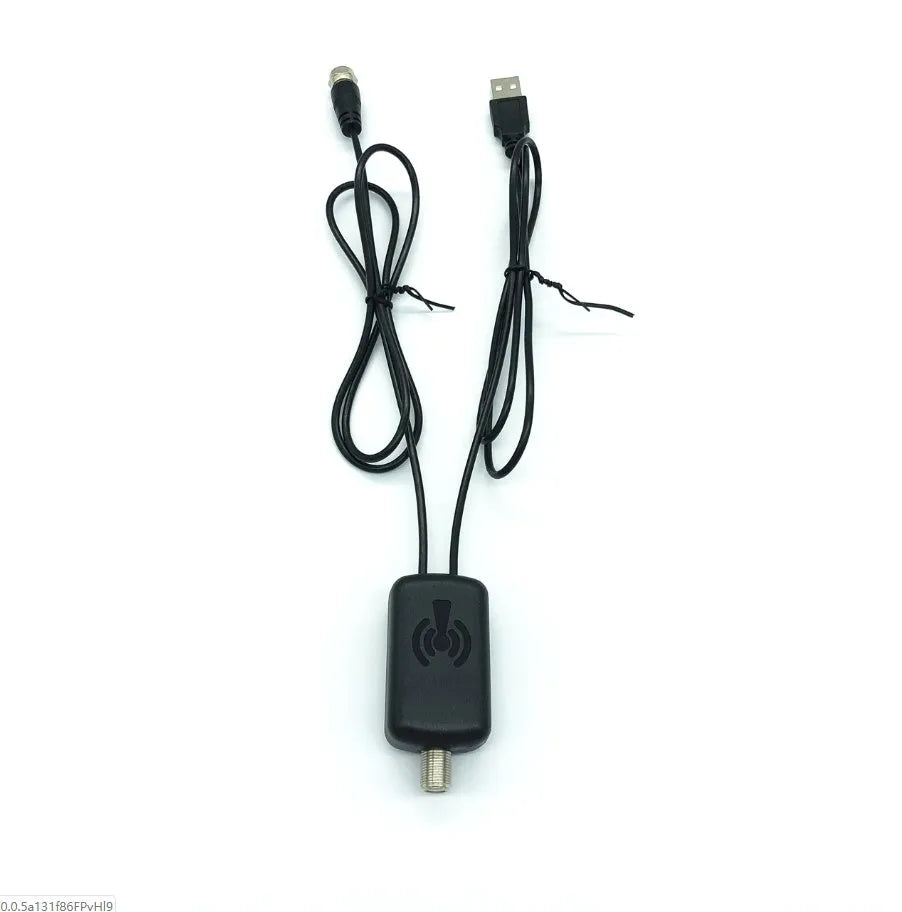 Low noise TV antenna amplifier signal booster with coaxial connectors for HDTV reception