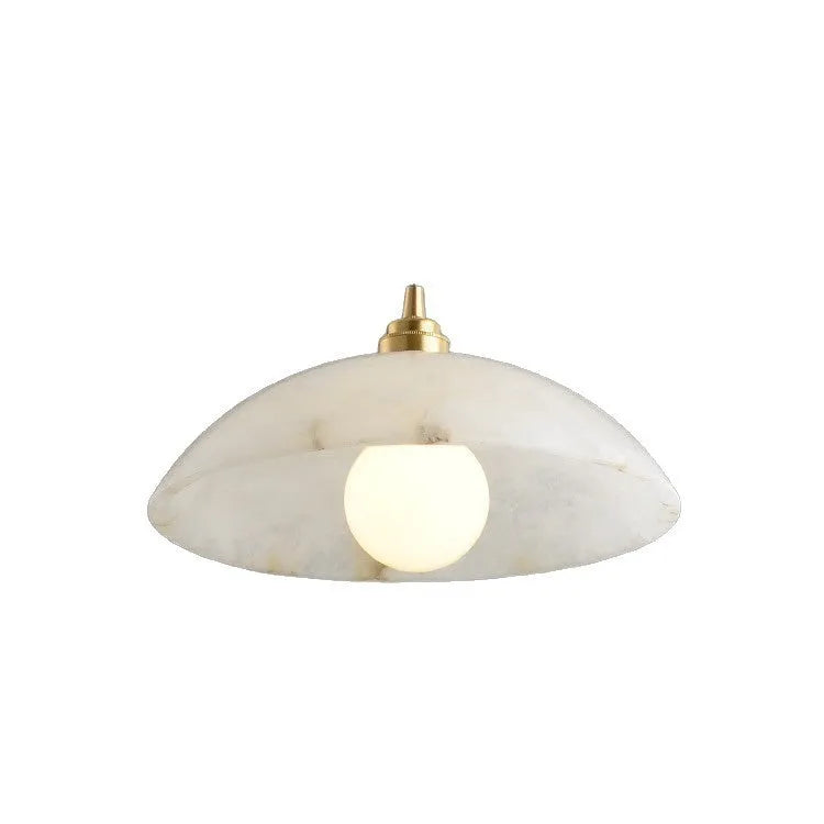 Three-head round copper marble chandelier with warm light, 30cm size for dining table