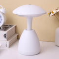 Small white bedside night lamp with ABS body, 5W LED, 10 by 21 cm, low voltage
