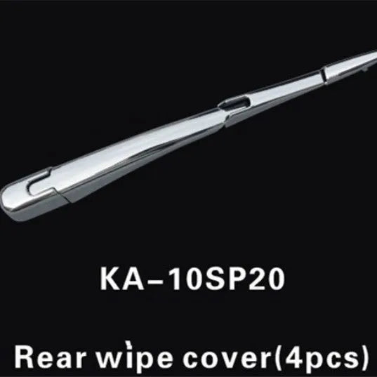 Four silvery ABS plastic rear window wiper cover trim strips for 2010 Hyundai cars