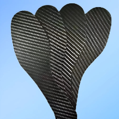 Black 3K carbon fibre running insoles showing full palm weave, available in multiple sizes and thicknesses.