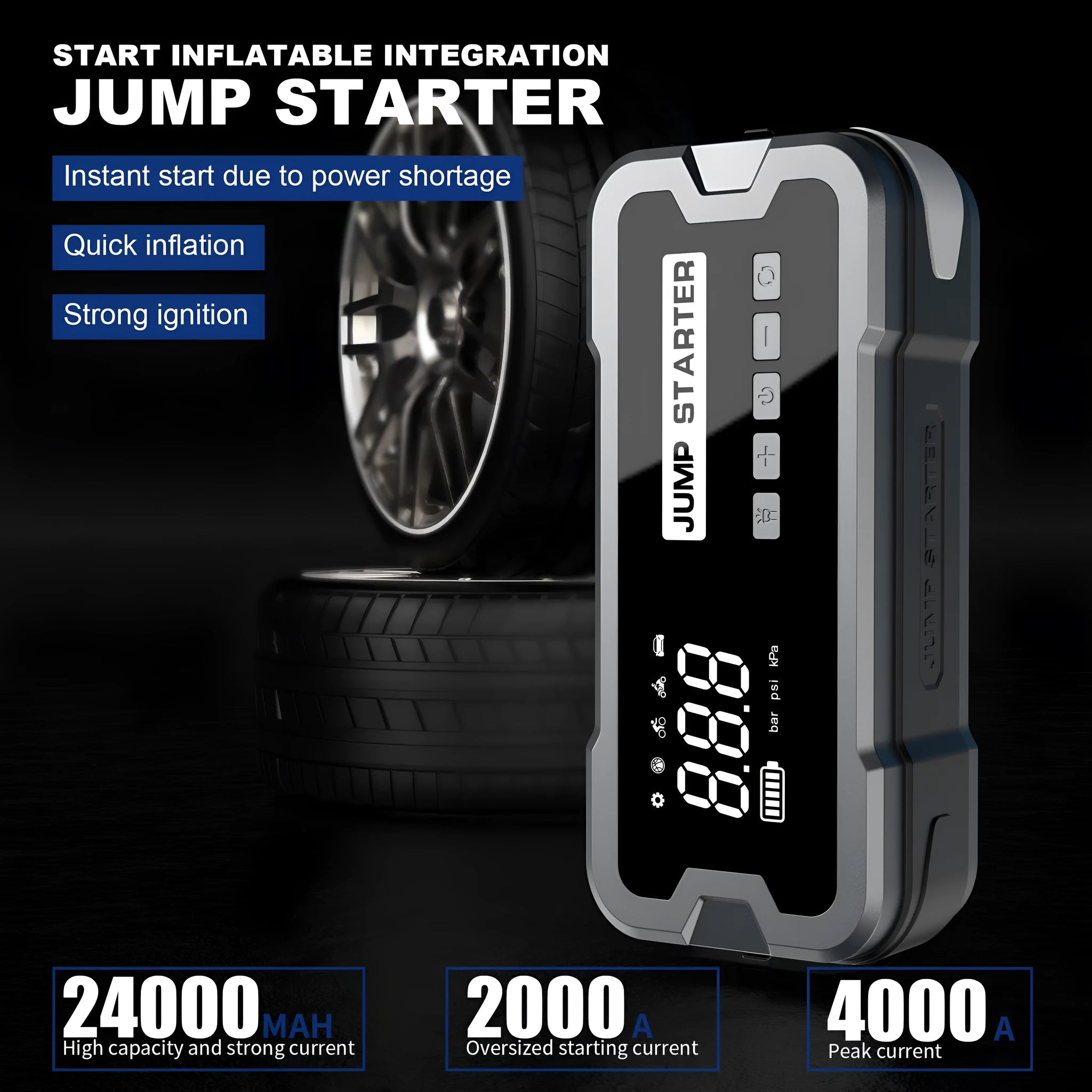 CY53 car jump starter power bank with built-in air compressor for diesel vehicles