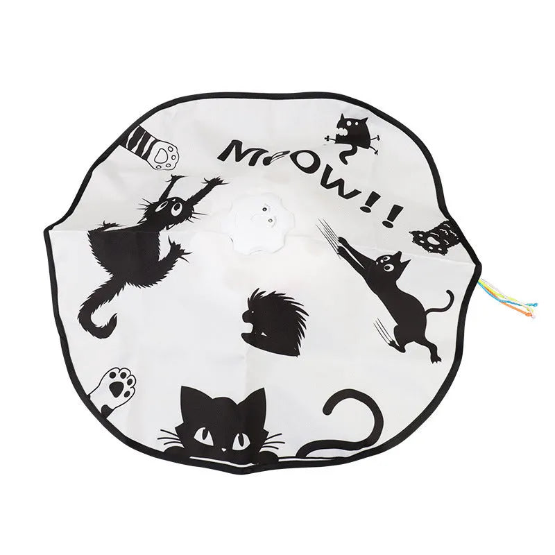 Automatic self-play cat teaser toy with picture colour design on white background