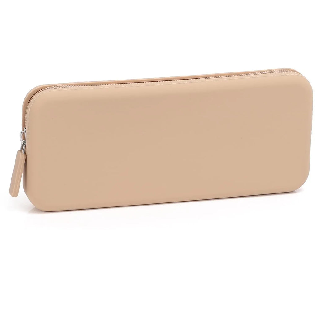 Silicone dustproof makeup brush storage bag in assorted colours showing compact size