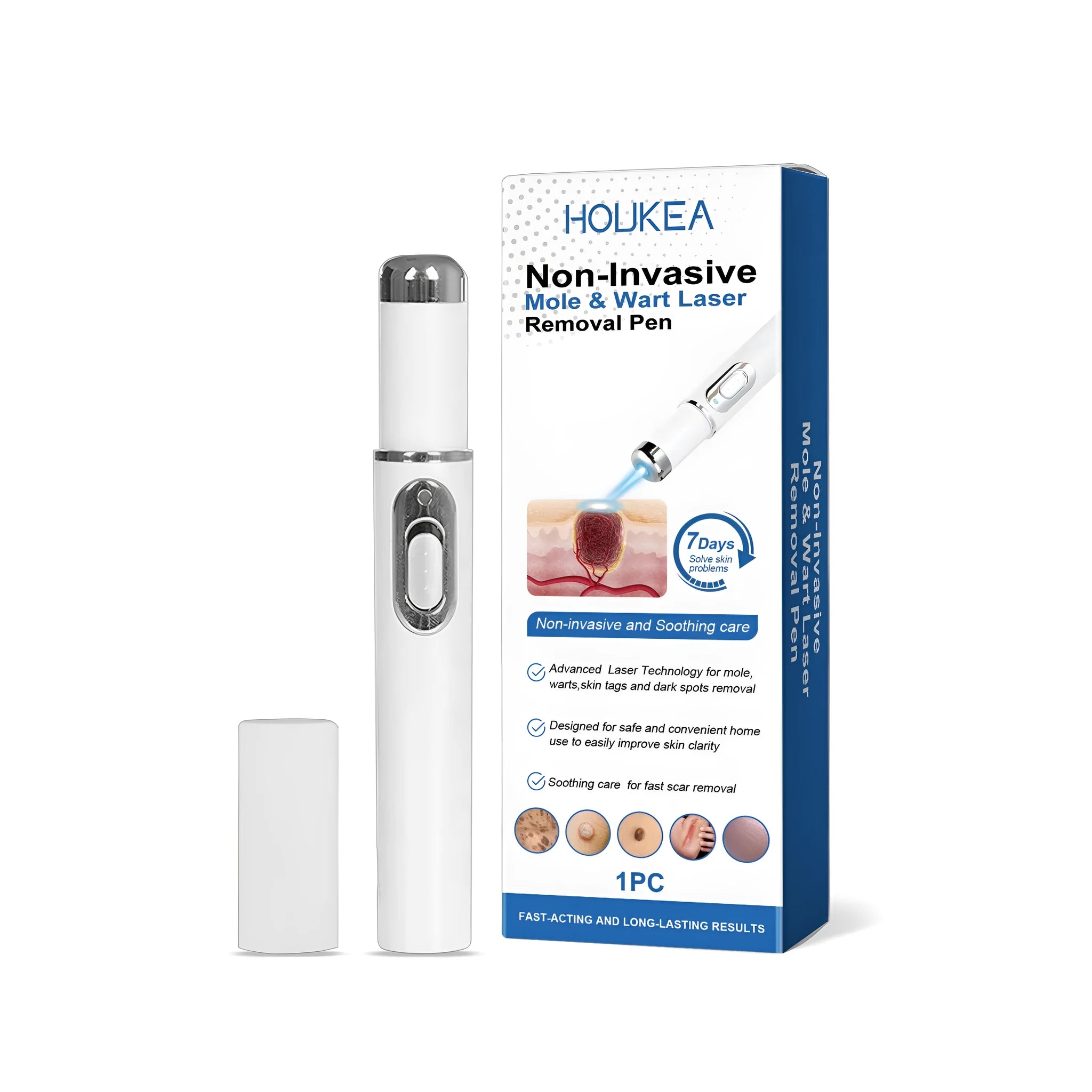 Handheld laser mole removal pen with ABS plastic construction for non-invasive skin treatment