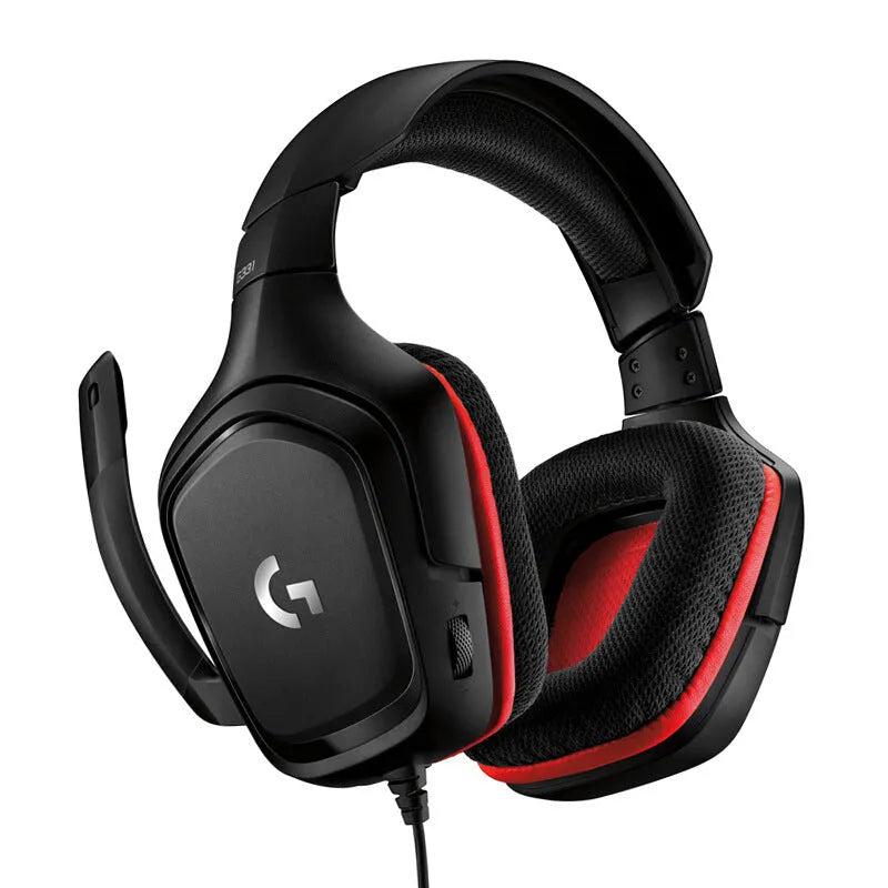 G331 stereo gaming headset with microphone, 3.5 mm cable, 2 metre length, and 12 cm Y-type splitter for PC