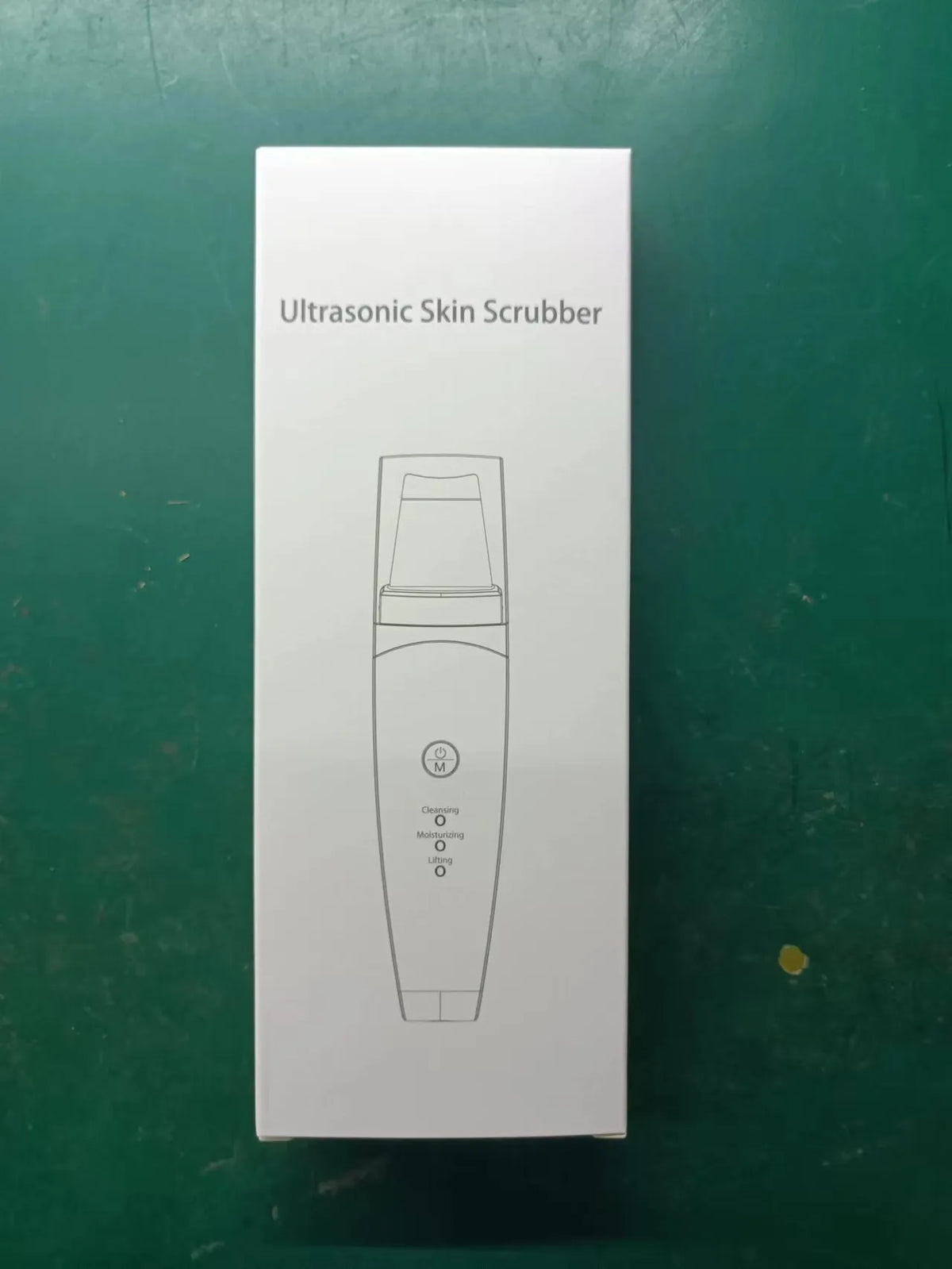 Ultrasonic peeling beauty instrument G77 white, 183.5 mm long, with stainless steel shovel head and USB charging cable