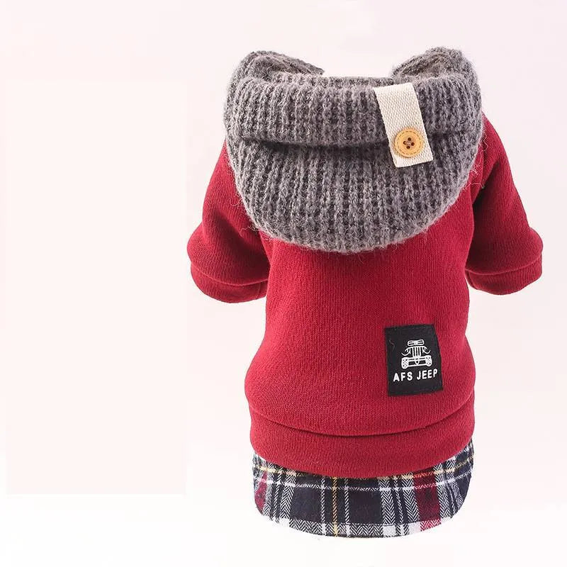 Autumn winter four-leg small dog padded cotton coat in grey loose fit thick lining