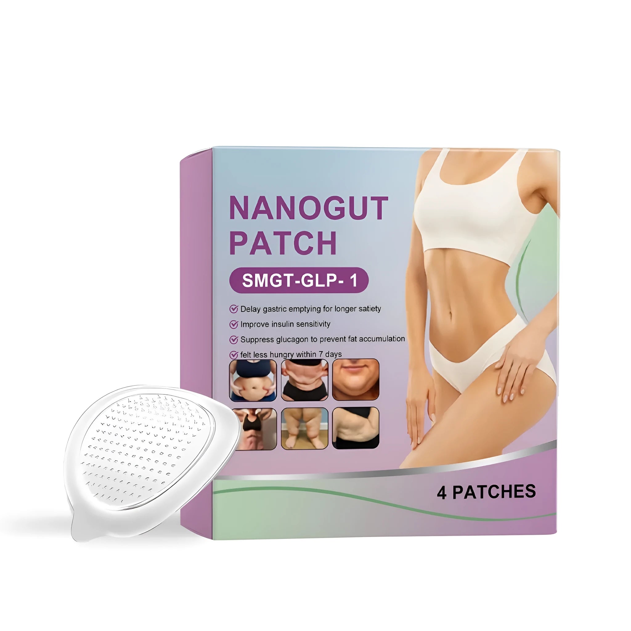 Four appetite control microneedle patches with acetyl hexapeptide-8 amide and botanical extracts