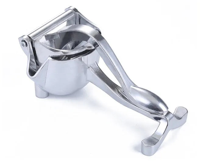 Silver heavy duty aluminium alloy lemon squeezer with extra large bowl on kitchen counter