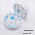 Spool of transparent crystal elastic fishing line for DIY beading and jewellery making on a craft table.