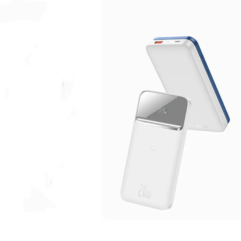 MagSafe magnetic wireless power bank 10000mAh with LCD display in white plastic shell