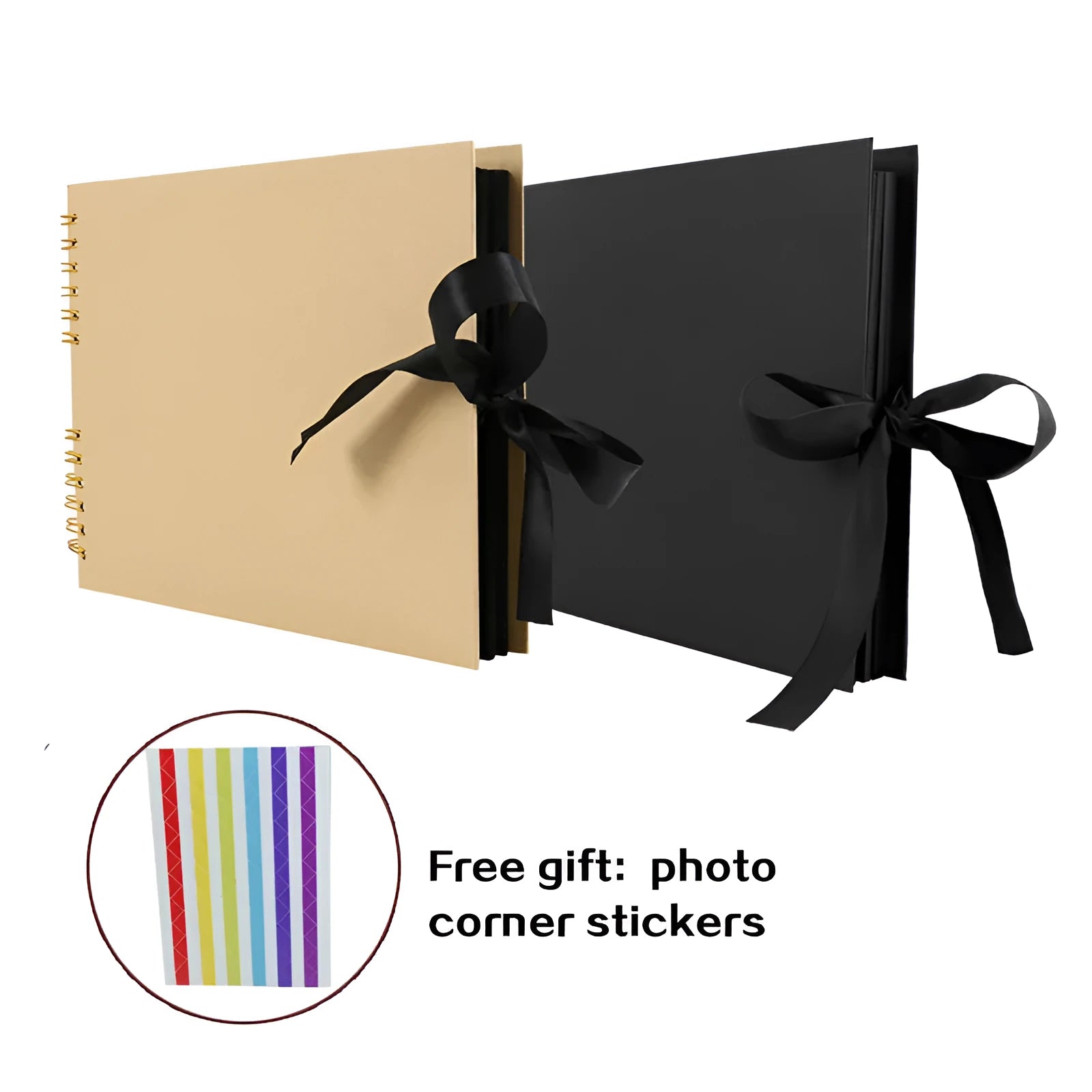 Yellow and black handmade DIY photo album with coil binding, sized 290mm by 215mm.