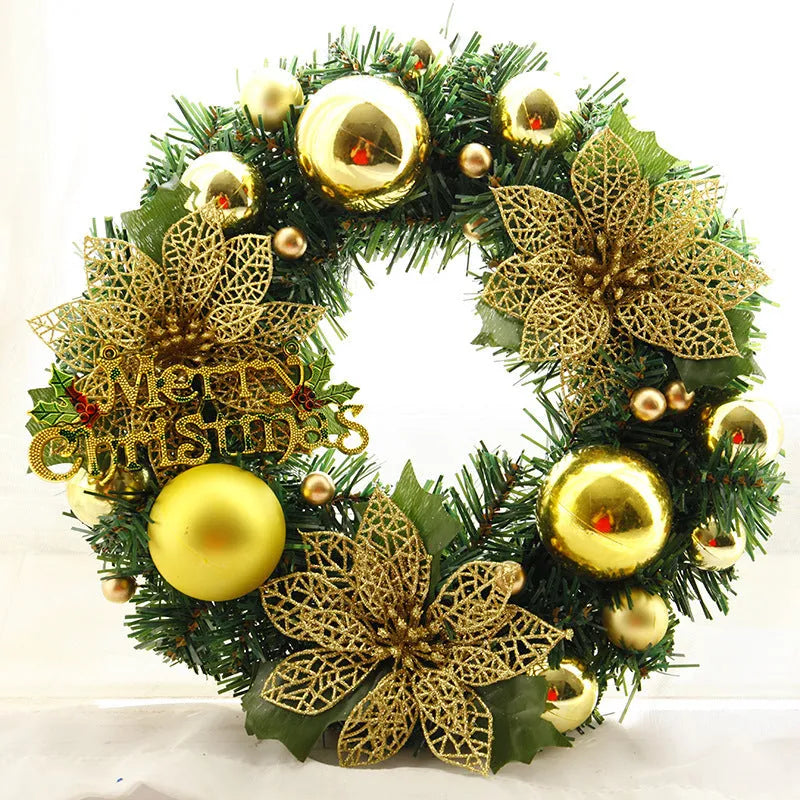 Multicolour plastic Christmas wreath with 30cm diameter for door and wall decoration