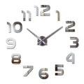 Silver round acrylic wall clock, single-sided, for living room, bedroom, study, office, and public places