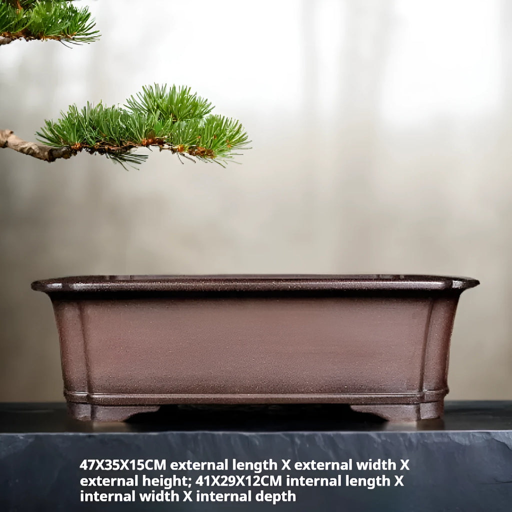 Antique rectangular breathable purple clay flowerpot, handmade classical style, for desktop or floor use