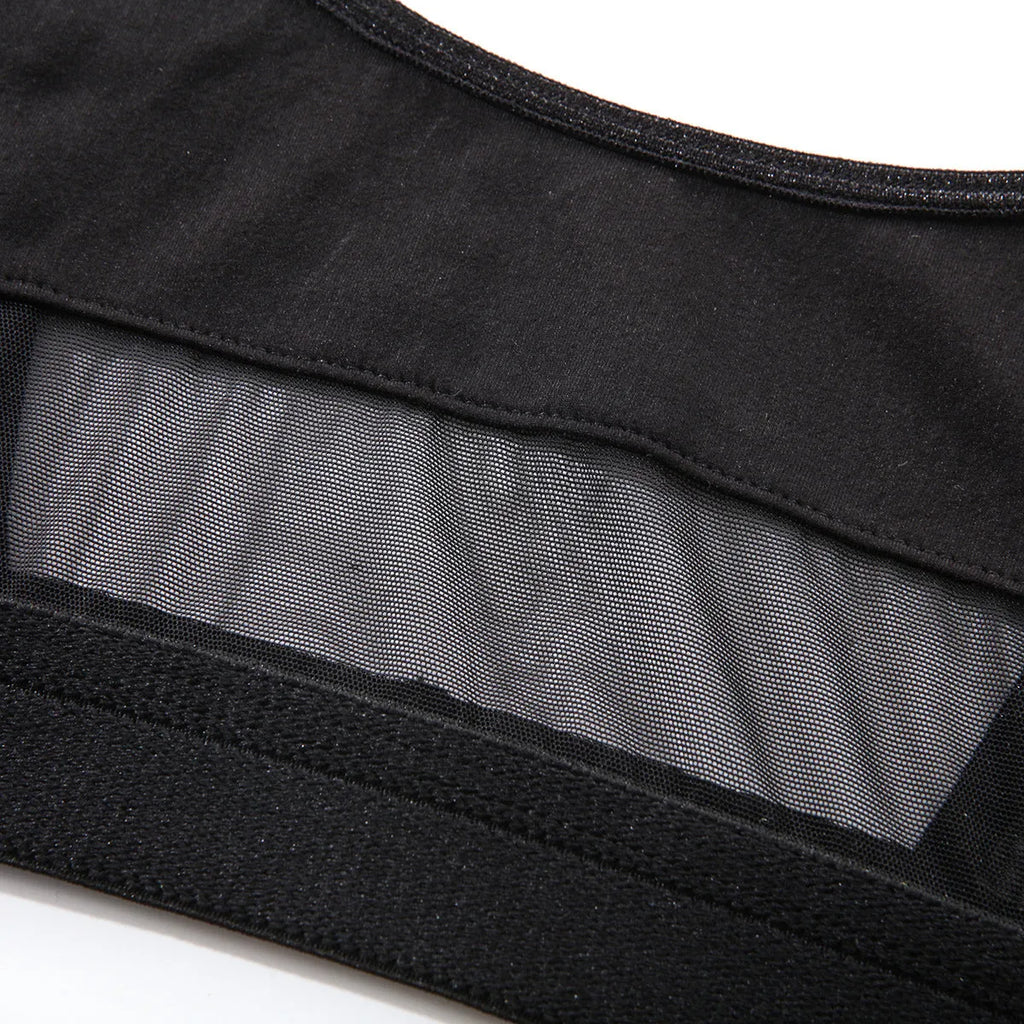 Black women's full cup bra and matching panties set with adjustable straps
