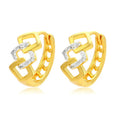 A pair of gold-coloured geometric alloy earrings with a hollow-out design.