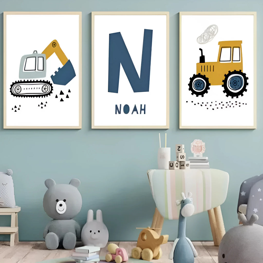 Excavator canvas art poster frameless Nordic style wall decoration in 10x15cm size