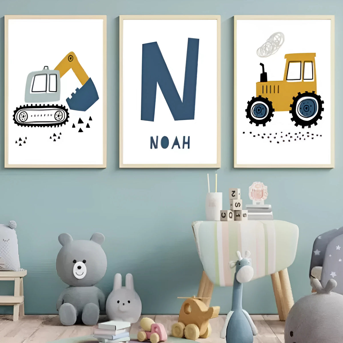 Excavator canvas art poster frameless Nordic style wall decoration in 10x15cm size